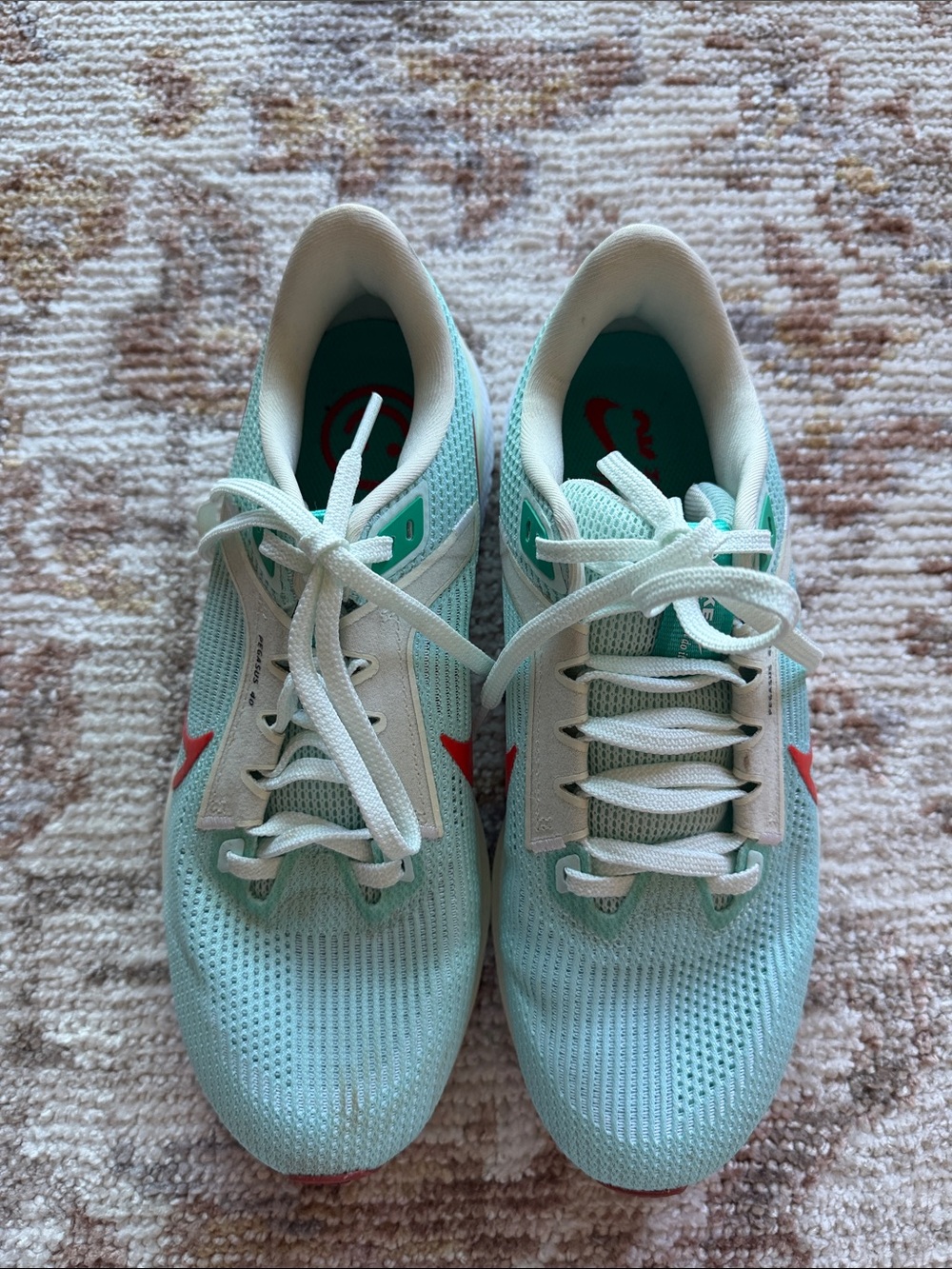 Light Aqua Nike Pegasus 40 Sneakers with Coral Accents